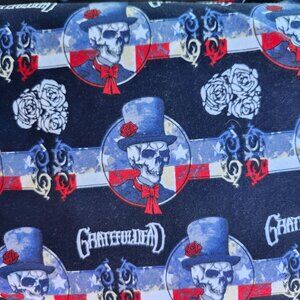 Grateful Dead Skeleton Top Hat Roses Tapestry Fabric By The Yard 58in X 36"